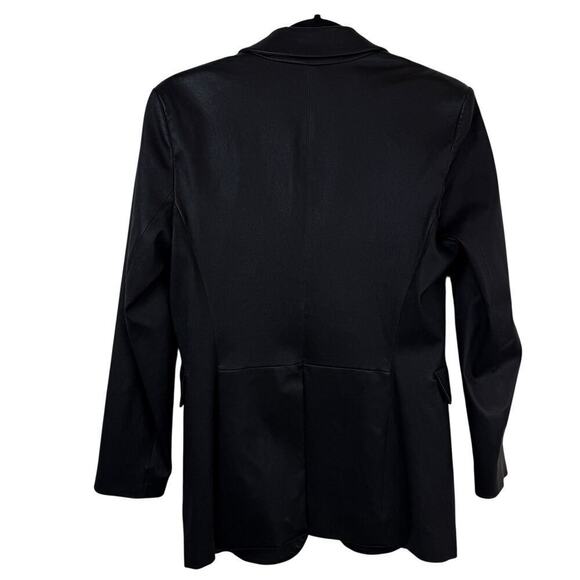 Theory Etiennette Leather Single Breasted Blazer Jacket Edgy Classy Black Size 8 - Picture 9 of 10